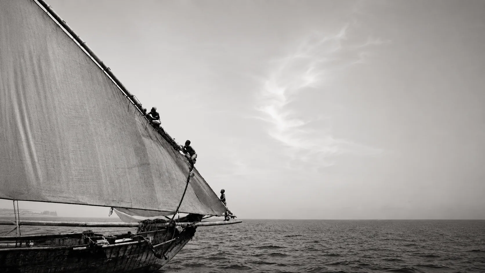 A traditional dhow at sea